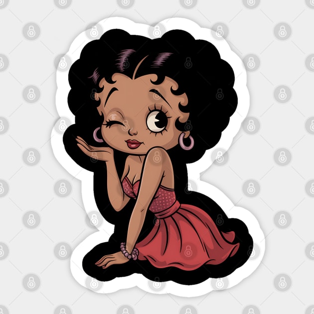 Black Betty Boop Winking Sticker by UrbanLifeApparel
